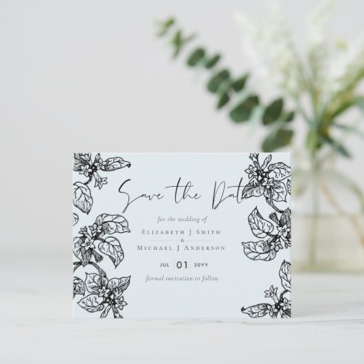 Botanische tuin laat budgethuwelijk links liggen briefkaart (Staand voorkant)