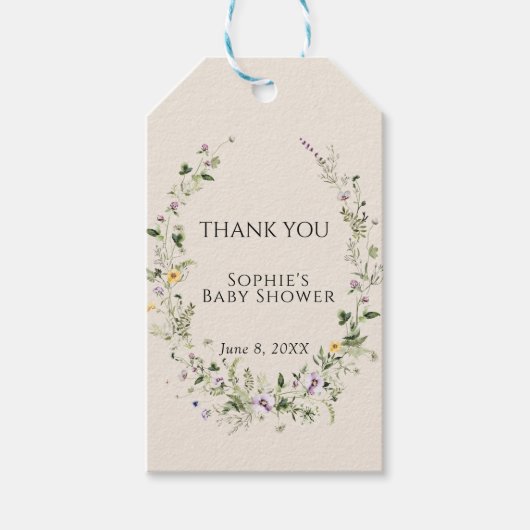 Botanische tuin Little One in Bloom Baby shower Cadeaulabel (Voorkant)