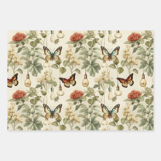 Botanische tuin met vlinderlantaarn inpakpapier vel (Voorkant 2)