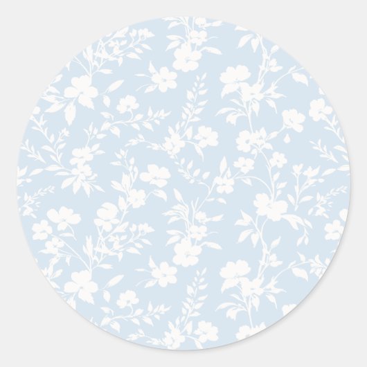Botanische Tuin Neutraal - Poederblauw Ronde Sticker (Voorkant)