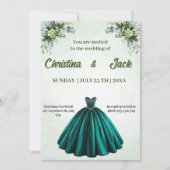 Botanische Tuin Ontwerp Emerald Ballgown Wedding Kaart (Voorkant)