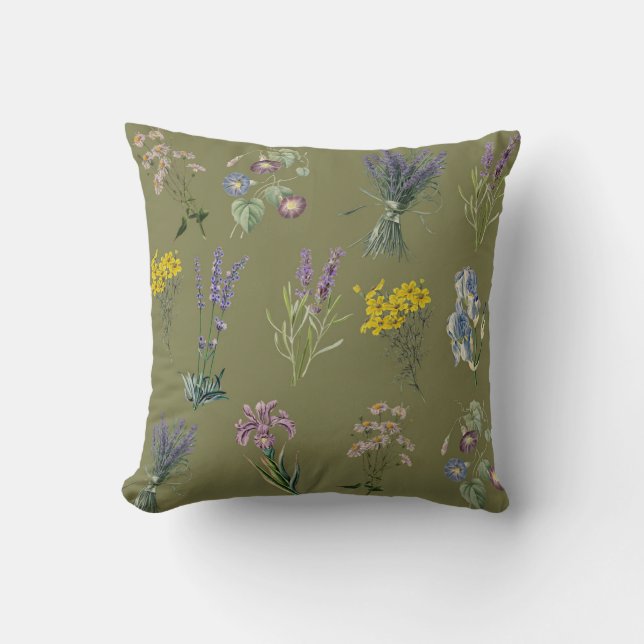  botanische tuin print, tuin nostalgie kussen (Voorkant)