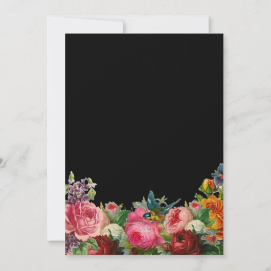 Botanische tuin Rustische Rozen Zwarte Floral Wedd Save The Date (Achterkant)