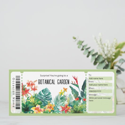 Botanische Tuin Ticket Cadeaubon Kaart (Staand voorkant)