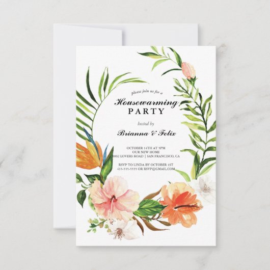 Botanische Tuin Tropisch Groen Housewarming Party Kaart (Voorkant)
