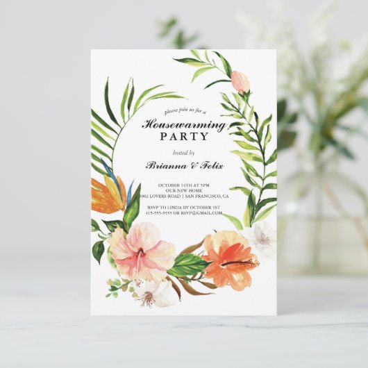 Botanische Tuin Tropisch Groen Housewarming Party Kaart (Staand voorkant)