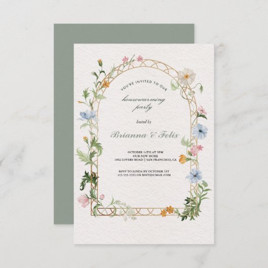 Botanische Tuin Tropisch Groen Housewarming Party Kaart (Voorkant / Achterkant)