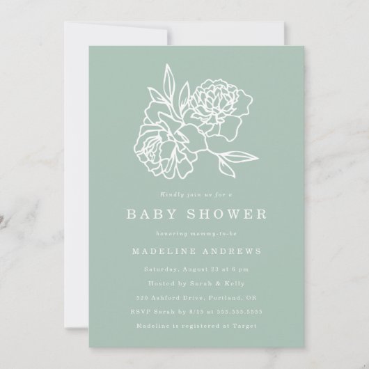Botanische tuin | Uitnodiging tot Baby shower (Voorkant)