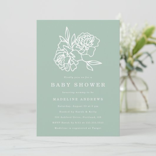 Botanische tuin | Uitnodiging tot Baby shower (Staand voorkant)