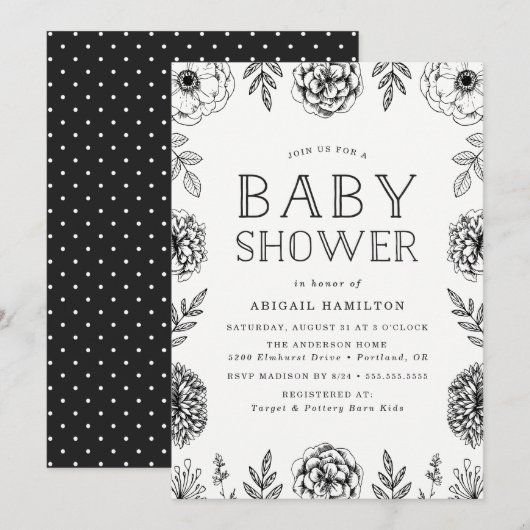 Botanische tuin | Uitnodiging tot Baby shower (Voorkant / Achterkant)