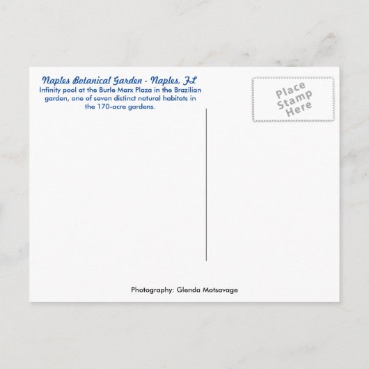 Botanische tuin van Napels - Infinity Pool Briefkaart (Achterkant)