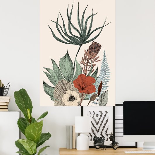  botanische tuin – Wildflowers & Protea Il Poster (Thuiskantoor)