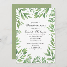 Botanische tuinbladeren. Zomer vrijgezellenfeest Kaart