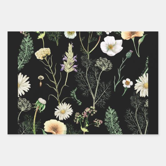 Botanische tuinbloemen inpakpapier vel (Voorkant 2)