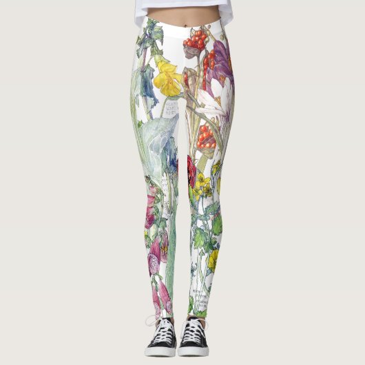 Botanische tuinbloemen over de Leggings (Voorkant)