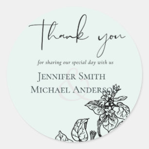 Botanische tuinbodes verlaten budget bruiloft ronde sticker