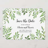 Botanische tuinbouw Waterverf Groene bladeren Gree Save The Date (Voorkant / Achterkant)