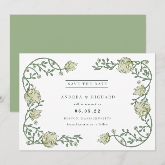 Botanische tuinbouwwonden bewaren de datum save the date (Voorkant / Achterkant)