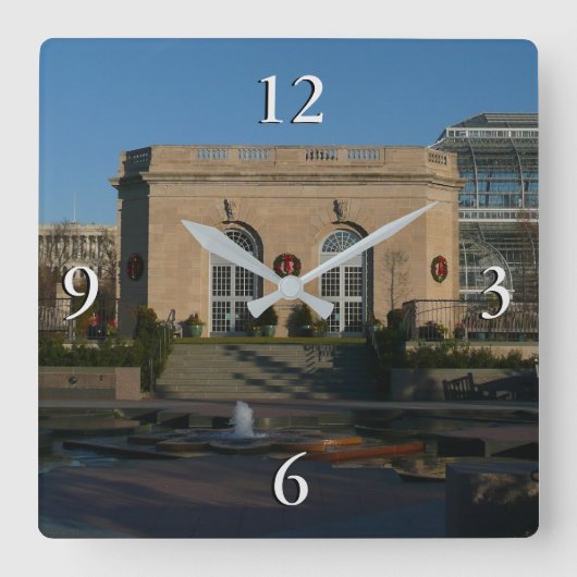 Botanische tuinen met Kerstmis in Washington DC Vierkante Klok (Voorkant)