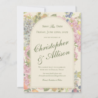Botanische Tuinfeest Fruits & Bloemen Bruiloft Save The Date