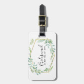 Botanische tuinriet laat groen huwelijk over bagagelabel (Voorkant verticaal)