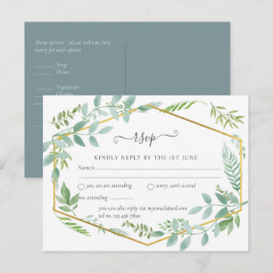 Botanische tuinriet laat groen huwelijk over briefkaart