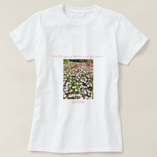 Botanische tuinroze bloemen NSW T-shirt (Design voorkant)