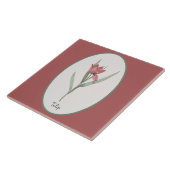 botanische Tulp Flower-cameo op roze Tegeltje (Zijkant)
