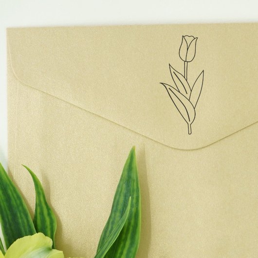 Botanische Tulp Lijn Kunst Bloem Rubberstempel