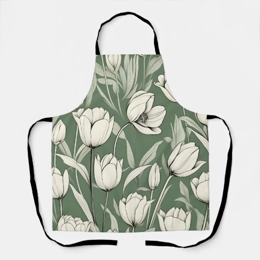 Botanische tulp op salie groen schort (Voorkant)