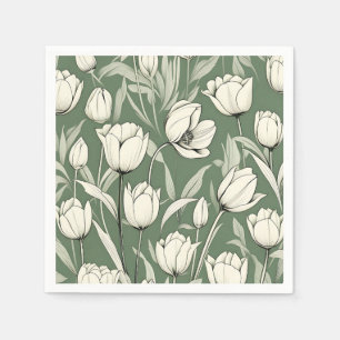 Botanische tulp op salie groen servet