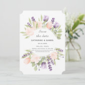 Botanische tulpen van waterverf save the date (Staand voorkant)