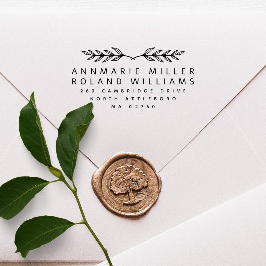 Botanische twee achternamen Modern retour adres Rubberstempel