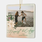 Botanische Twee Paar Foto Vakantie Custom Keepsake Keramisch Ornament (Links)
