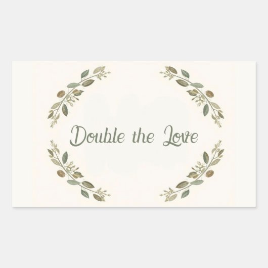 Botanische tweeling babyshower olijftak boho groen rechthoekige sticker (Voorkant)