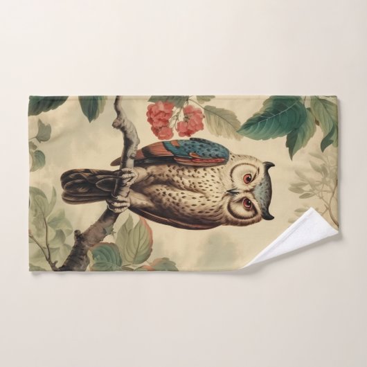 botanische uil in het bos handdoek (Handdoek)