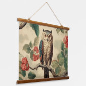  botanische uil in het bos hangend wandkleed (Gebogen)