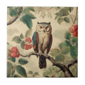 botanische uil in het bos tegeltje (Voorkant)
