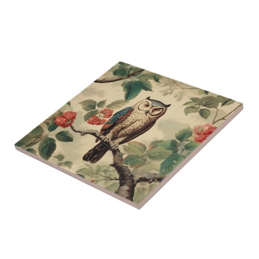  botanische uil in het bos tegeltje (Zijkant)