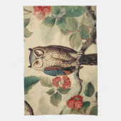botanische uil in het bos theedoek (Verticaal)