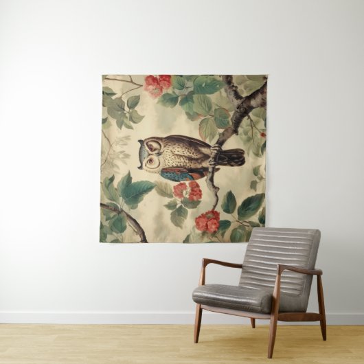 botanische uil in het bos wandkleed (In situ)