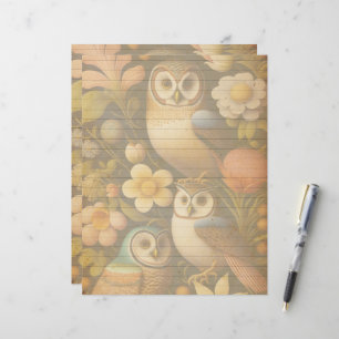 Botanische Uilen & Bloemen Scrapbook Papier