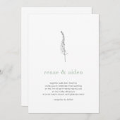 Botanische uitnodiging, Minimale bloemenbruiloft Kaart (Voorkant / Achterkant)