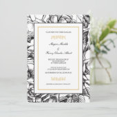 Botanische uitnodiging voor bruiloft in zwart-wit  (Staand voorkant)