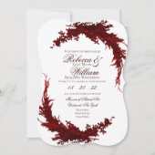 Botanische uitnodiging voor donkere rode en witte  (Voorkant)