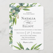 Botanische uitnodiging voor een Eucalyptusbruiloft (Voorkant / Achterkant)