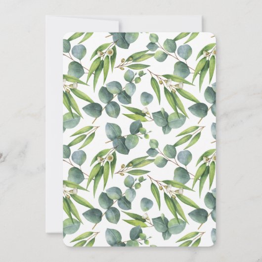 Botanische uitnodiging voor een Eucalyptusbruiloft (Achterkant)