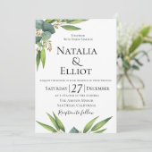 Botanische uitnodiging voor een Eucalyptusbruiloft (Staand voorkant)