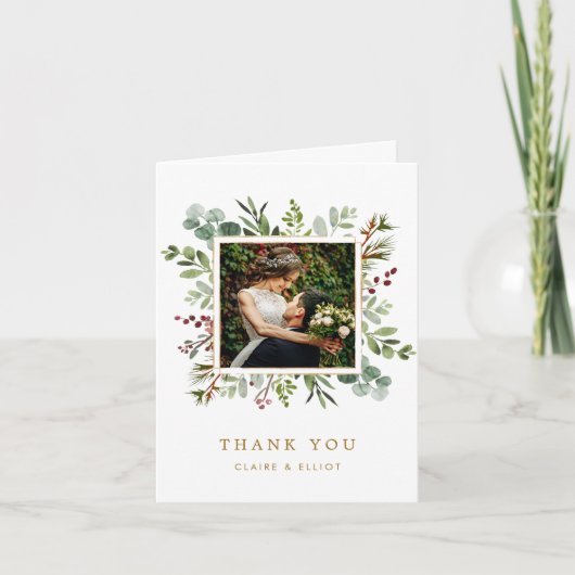 Botanische vakantie gouden bruiloft dank u foto kaart (Voorkant)