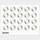 Botanische Vakantie Groene Rood Bessen Bruiloft Ronde Sticker (Vel)